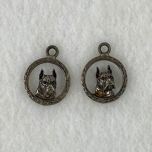 Set of 2 Vintage Boxer Dog Charms Pendants for Earrings Necklace Unbranded